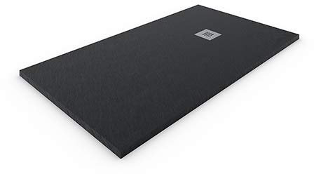 DUCHA-ES Plato Resina EXTRAPLANO. Textura Pizarra Antideslizante. Carga Mineral. 70X170CM Negro RAL: 9005