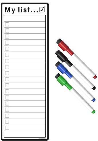 TMS Magnetic to Do List and Weekly Planner Slim A3 | Organise Your Chores, Housework, Office and Business Tasks with Our Dry Wipe Boards | 4 Magnetic Dry Erase Pens! (White, S3)