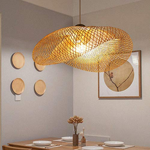 Bambou Nuage Forme Tropical Pendentif Lampe De Bricolage en Osier Weave Lanterne Lustre Fait à La Main en Rotin Abat Salon Restaurant Couloir Éclairage, ø50cm