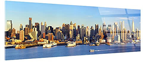 DECLINA Cuadro plexi Panorama sobre Nueva York, cuadro plexiglás, impresión sobre cristal acrílico, marco de fotos plexi