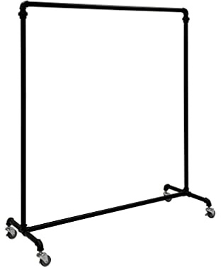 RSR Hangers Kleiderständer Industrial Design Breite 100 x Höhe 150 cm auf Rollen schwarz | Garderobe | Rollgarderobe | Garderobenständer | Kleiderstange | Rollständer