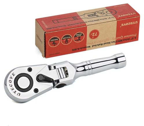 UYECOVE 1/2'' Drive Flex Head Ratchet Wrench, 72 Tooth Quick Release, Cr-Mo Head - 5.9''/150mm | 1/2 Ratchet Ratchet Wrench, Small Socket Wrench, 72 Tooth Quick Release Swivel Head Ratchet Cr-Mo Flexible Ratchet Handle
