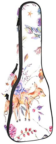 Ukulele Koffer Hirsch Rose Blume Ukulele Tasche 23 Zoll 10Mm Gepolsterte Für Sopran Tenor Konzert Ukulelen