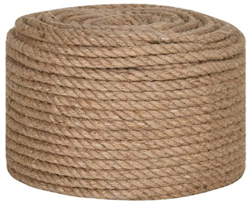 vidaXL Corde de Jute, Corde de Chanvre, Ficelle de Jute, Corde d'emballage pour Cadeaux Bricolage Jardinage, 25 m de Long 10 mm d'Epaisseur