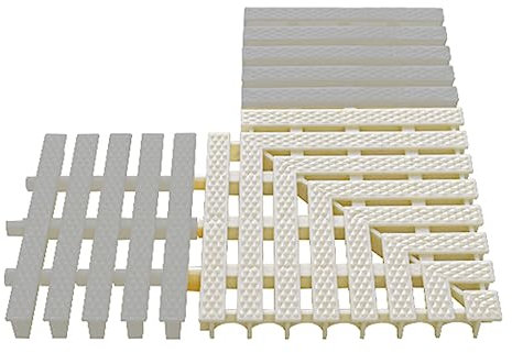 XPLKQXE Grille Trop-Plein Piscine ABS, Capuchons Crépine Douche, Caillebotis Trop-Plein À Angle 90° Épissure Trois Trous Drainage Intérieur/extérieur (Couleur : White, Taille : 20x20cm)