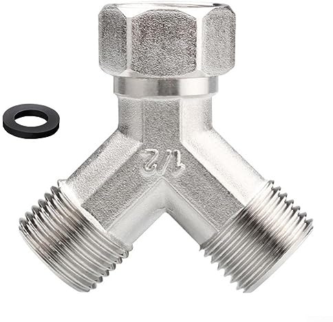 1 grifo de cobre para lavadora y lavavajillas, doble divisor de 1,27 cm caliente