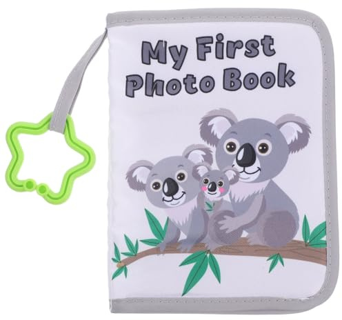 JOINPAYA Baby Photo Album 7.28X5.51 Inch Infant Keepsake Photo Book with Animal Theme Soft Cloth Cover for Newborn Memories and Family Growth Record Gift