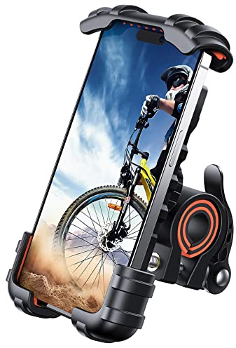 Lamicall Bike Phone Holder, Motorcycle Phone Mount - Motorcycle Handlebar Cell Phone Clamp, Scooter Phone Clip for iPhone 14 Plus/Pro Max, 13 Pro Max, S9, S10 and More 4.7 - 6.8 Smartphone, Orange