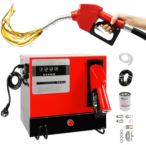 BJTDLLX Dieselpumpe 230V Selbstansaugend 550W Heizölpumpe Deluxe Kraftstoffpumpe, 60L/Min Professionelle Dieselpumpe Selbstansaugend Ölpumpe mit Automatik Zapfpistole, Zählwerk, 4m Schlauch