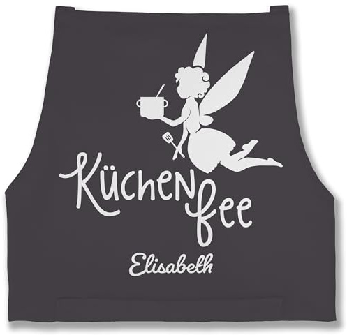 Geschenk mit Namen personalisiert by Shirtracer - Schürze - Damen Frauen - Küchenfee mit Name I Kochschürze Küchenfee