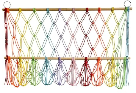 Baoblaze Wall Hanging Storage Net Stuffed Animal Hammock Net Space Saving Boho Macrame Toy Organizer Holder for Nursery Playroom, Colorful