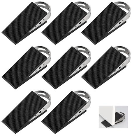 SUPAWAY 8Stk Türkeil Gummi Türstopper Mobile Türpuffer Türschutz Gummikeil | Mobiler Türpuffer, rutschfest, Schwarz, für Badezimmer & Balkontür, Kinderzimmer, Terrassentür