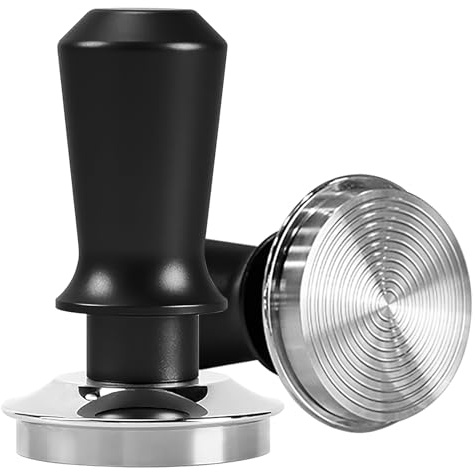 Foeska Kaffee Tamper, Espresso Tamper, Federbelasteter kalibrierter Tamper mit Edelstahlbasis, 30lbs konstanter Druck, Kaffee Zubehör (black, 53mm)