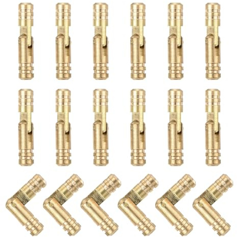 sourcing map Lot de 18 charnières invisibles en laiton - 25 x 5 mm - Support pliable cylindrique caché - Charnières à baril pour boîte à souvenirs, armoire, porte