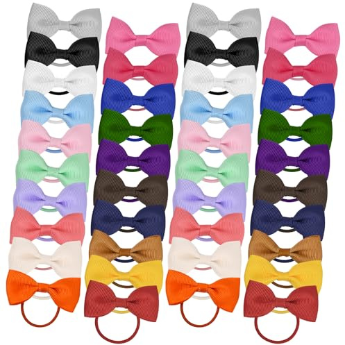 Lot de 40 élastiques pour cheveux pour fille, nœuds, mini élastiques pour bébé, accessoires pour cheveux, petits, 20 couleurs, élastiques pour filles, queue de cheval, nœuds de cheveux, fille