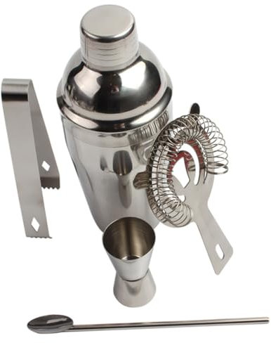 TOPBATHY 5pièces Kit Shaker Cocktails Acier Inoxydable avec Outils De Barman Professionnel pour Bar Restaurant Maison