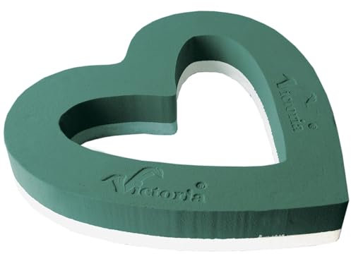 Creativery 1 pièce de mousse à fleurs humide, en forme de cœur, 30 x 26 x 6 cm, ouverte, pour fleuristes professionnels et amateurs, fleurs fraîches, fleurs fraîches, couronne de cœur, accessoires
