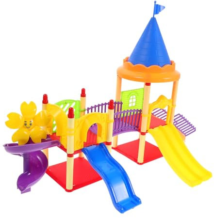 Toyvian Small Slide Toy Model for Boys and Girls Garden Play Equipment Miniature Playground Model Play House Accessory Creative Outdoor Boys and Girls Toys