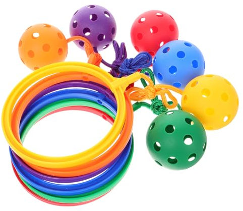 Toyvian 6pcs Ankle Skip Ball Toy - Adjustable Rope Jump Ring for Kids, Assorted Colors - Fitness Equipment for Playground, Coordination Development