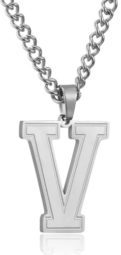 RWQIAN Herrhalsband med bokstäver berlocker silver/guld/svart initialt rostfritt stål bokstäver A-Z hänge halsband 60 cm påskhalsband fars dag jubileumsgåvor för män pojkar, Rostfritt stål