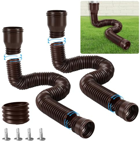 YushengTai Juego de extensión flexible para bajante, flexible, para bajante de 80/100 mm, extensión de canalón extensible de 47 a 300 cm (marrón, 2 unidades)