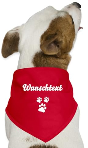 Spreadshirt Pfoten Hundehalstuch Personalisierbar Hunde-Bandana, One Size, Rot