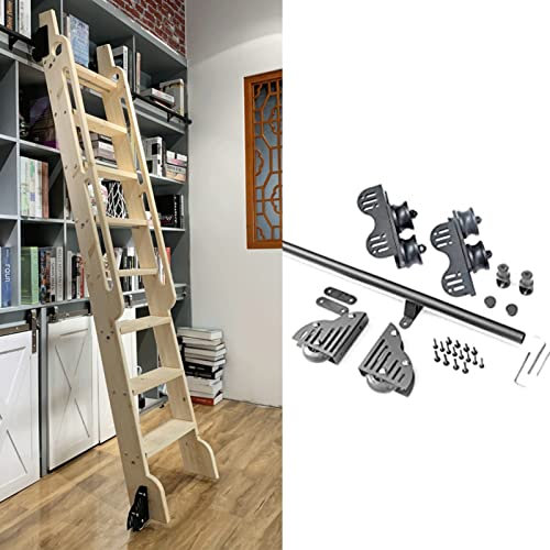KHLMSRXJ Échelle de bibliothèque coulissante rétractable, 1 à 6 m, avec roulettes et Rail d'extension (sans échelle) (Taille : 3 m/300 cm)