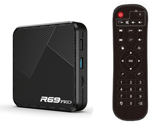 Android 14.0 TV Box, R69 PRO Set Top Box H728 Quad Core CPU Mali-G31 MP2 GPU H.265 Decoding 2.4G/5G Wifi 100M/1000M DLAN Smart TV Box,2GB+16GB