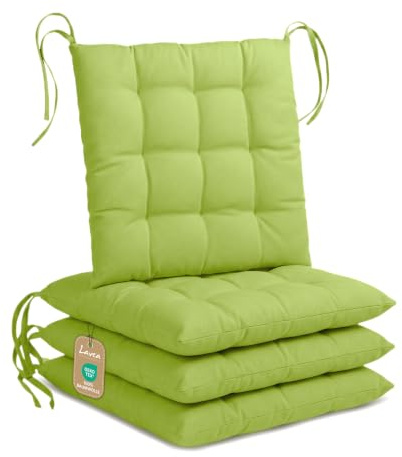 Lavea® 4er Set Sitzkissen & Stuhlkissen 40x40 cm - Lindgrün | Stoffbändern – Outdoor & Indoor – waschbar & wetterfest – für Gartenstuhl, Balkon, Terrasse & Esszimmer