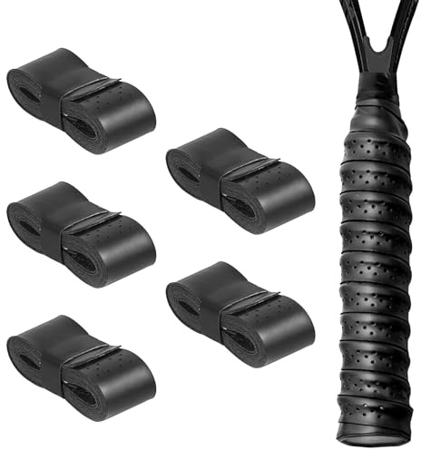 DAJING black PU racket grip 5-piece set tennis/badminton/squash racket outer grip anti slip perforated super absorbent grip PU+EVA material anti slip breathable