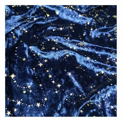 HFRSE Bu 1 Stücke 150 cm Dunkelblau Samt Diamant Stern Stoff for Kleid Elastische Kraft Dünne, Weiche DIY Quilten Handgemachte Flanell Patchwork