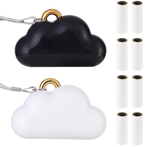 Namvo 2-pack bärbar luddborttagare för resor med handrem - Återanvändbar mini-luddborttagare med 8 refills (svart+vit)