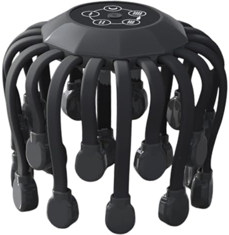 perfeclan Masajeador de cabeza, rascador de cabeza para hombres y mujeres, 360 grados, portátil, suave para relajación, 5 modos ajustables, accesorios de, Negro