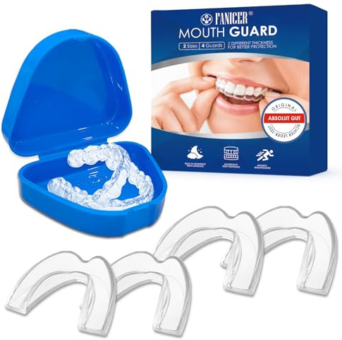 4 Pezzi Bite Bruxismo Notturno,Bite Bruxismo Automodellante,Anti Digrignamento dei Denti,Mouth Guard Teeth Grinding,Bait Protezione Denti Notturno per Uomini e Donne,2 Taglie