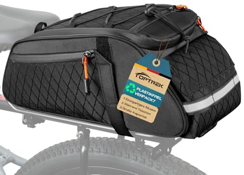 toptrek 3-i-1 cykelväskor för pakethållare, 10 l volym cykelväska pakethållare, vattentät pakethållareväska med bärhandtag och axelrem, Lämplig för daglig pendlande