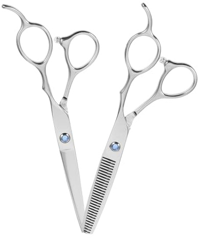 ARTIBETTER Haarschneideset Linkshänder 2 Stück aus Edelstahl mit Flach und Effilierschere Ergonomisch für Friseure und Heimgebrauch