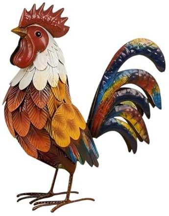 TAIZhiChen Statue de coq en métal pour jardin, sculpture animale 3D, statue d'extérieur créative, décoration artistique pour allée, cour, porche et pelouse