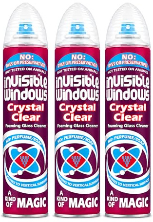 Aristowax Crystal Clear Foaming Glass Cleaner Spray, 300ml - Streak Free Window Cleaner For Glass, Mirrors, Screens & Shower Doors (3 Pack)