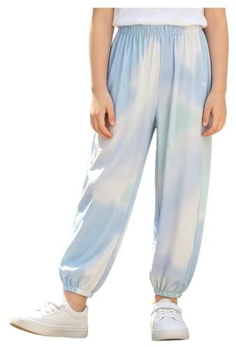 Jhaoyu barn flickor sport byxor UV skyddsbyxor träningsbyxor fitness sportbyxor fritidsbyxor träningsbyxor bekväma byxor fitness, blå, 122-128