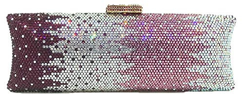 Boutique De FGG Strass Abendtaschen und Clutches Kristall-Clutch Handtasche Damen Partei Hochzeit Handtasche Braut-Clutch-Tasche, Mini, Farbverlauf Lila
