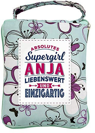History & Heraldry Design Top Lady Tasche: ANJA/Einkaufstasche, Strandtasche, Sporttasche, Blumenmuster/vielseitig, praktisch, personalisiert mit Name und Spruch