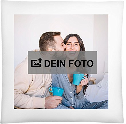CVLR Fotokissen Weiss mit Füllung 40 x 40cm - Personalisiertes Kissen mit eigenem Foto Oder Text aus 100% Baumwolle zum selbst gestalten geeignet als Kopfkissen, Zierkissen, Dekokissen oder Geschenk