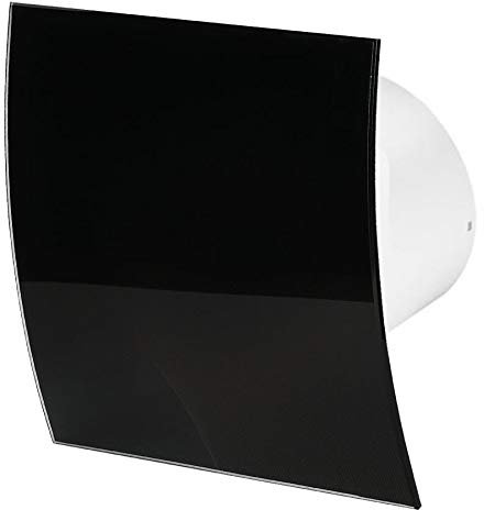 Awenta 100mm Timer Extractor Fan Shiny Black Glass Front Panel ESCUDO Wall Ceiling Ventilation