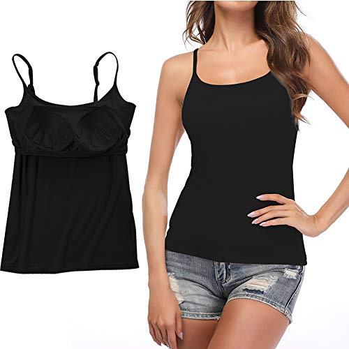 STARBILD Camisole Femme débardeur avec Soutien-Gorge intégré Débardeur de en Yoga Gilet rembourré à Bretelles Ajustables Noir S
