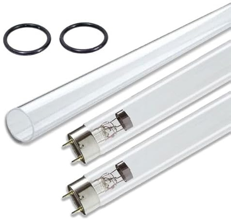eco-filtration VGE T8 55 Watt UV Lamps Replacement Bulbs and Quartz Bundle | UV Sterilisers | Ultra Violet Tube | 2 x Bulbs - 1 x Quartz- 2 x “O” Rings
