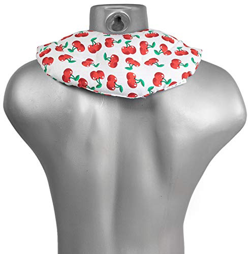 Cojín térmico para el cuello | Saco cervical térmico de semillas | Almohada térmica compartimentada para semillas de colza (color: cherry-white)