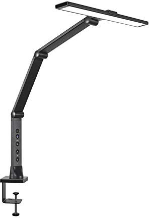 ACMHNC LED Schreibtischlampe Dimmbar Klemmleuchte Mit Fernbedienung,12W Architektenlampe Leselampe Touch Klemmlampe Drehbar Und Faltbare Langer Arm Tischlampe, Kein Flackern, 3 Farbtemperatur,Schwarz