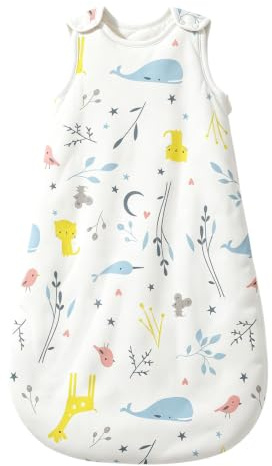 Mosebears Baby Winter Schlafsack Kinderschlafsack 2.5 Tog Schlafsack aus Baumwolle Verschiedene Größen von der Geburt bis zum Alter von 18 Monaten Ganzjährig Schlafsack (weißesTier, (12-18 Monate))