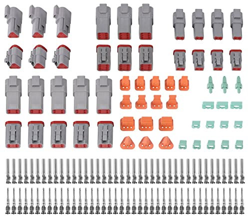 Geieold 140Pcs Deutsch DT Series Wasserdichter Kabelverbindungssatz DT06-2/3/4 / 6S DT04-2 / ​​3/4 / 6P Kfz-Stecker mit Stiftbox