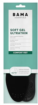 Bama Soft Gel Ultrathin - Semelles rembourrées en gel avec housse en micro-velours de qualité supérieure - Semelles intérieures amortissantes pour adultes - 1 paire - 39/40 EUR